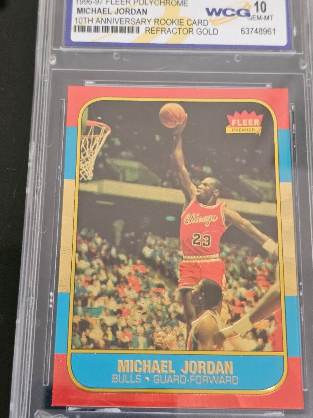 1996 MICHAEL JORDAN FLEER RC 10th annivers. REFRACTOR GOLD GEM mint 10 - Picture 3 of 7